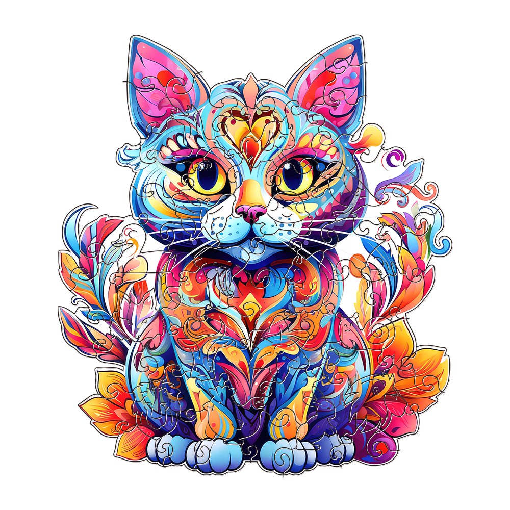 Cute Cat Conundrum Wooden Jigsaw Puzzle Wooden Puzzle