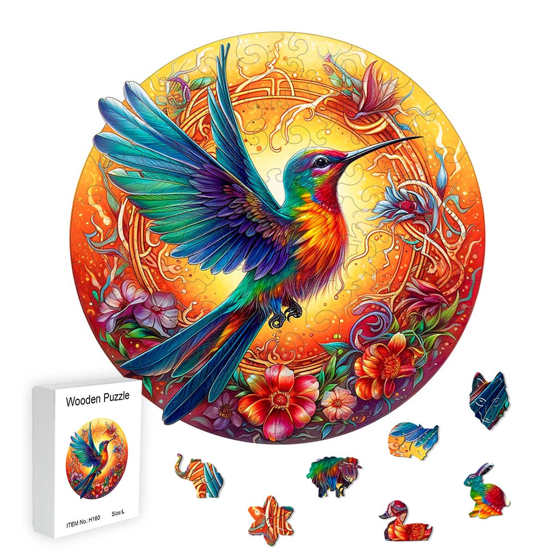 Whirring Wings Hummingbird - Wooden Jigsaw Puzzle - Wooden Puzzle