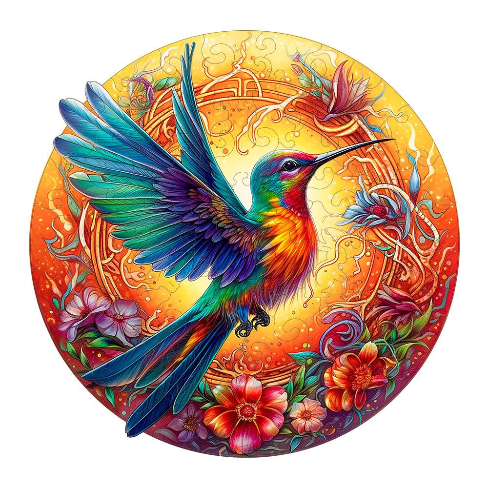 Whirring Wings Hummingbird - Wooden Jigsaw Puzzle - Wooden Puzzle