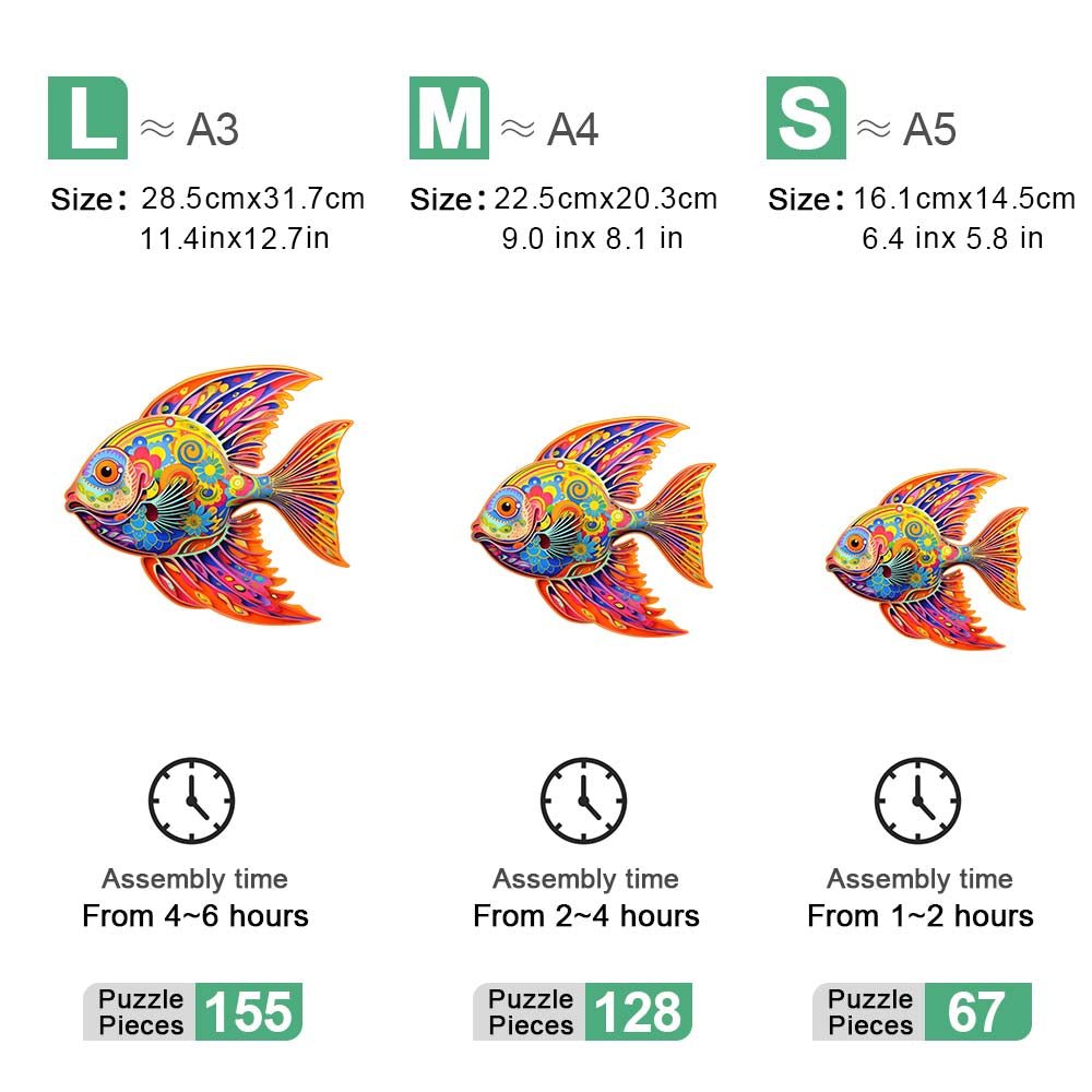 Colorful Fish - Wooden Jigsaw Puzzle - Wooden Puzzle