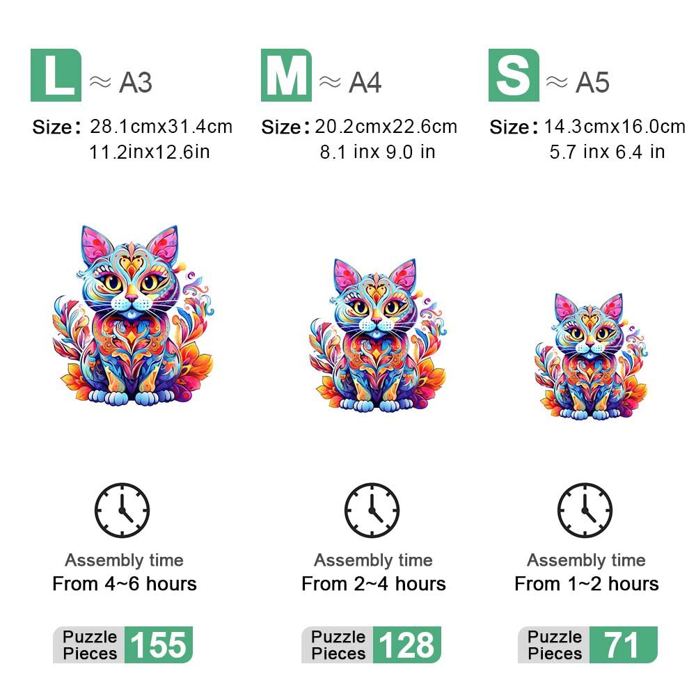 Cute Cat Conundrum - Wooden Jigsaw Puzzle - Wooden Puzzle