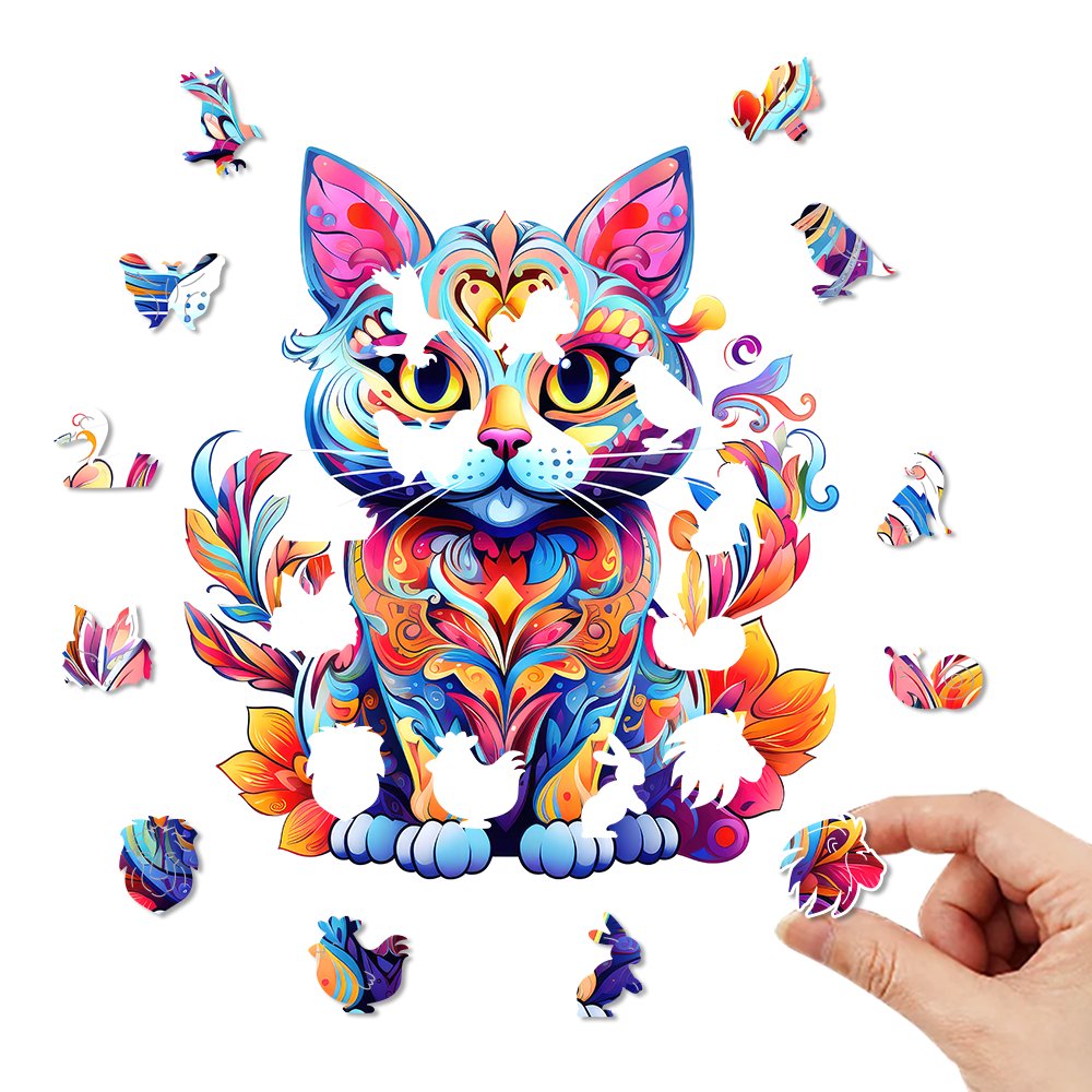 Cute Cat Conundrum Wooden Jigsaw Puzzle Wooden Puzzle