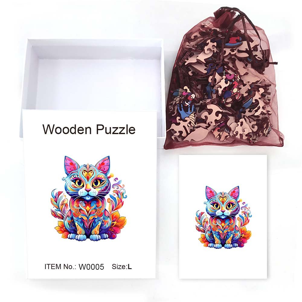 Cute Cat Conundrum - Wooden Jigsaw Puzzle - Wooden Puzzle
