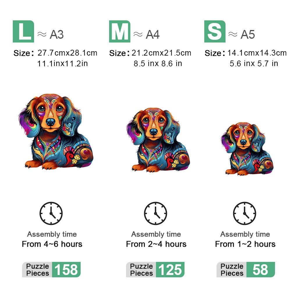 Dachshund Dog Edition - Wooden Jigsaw Puzzle - Wooden Puzzle