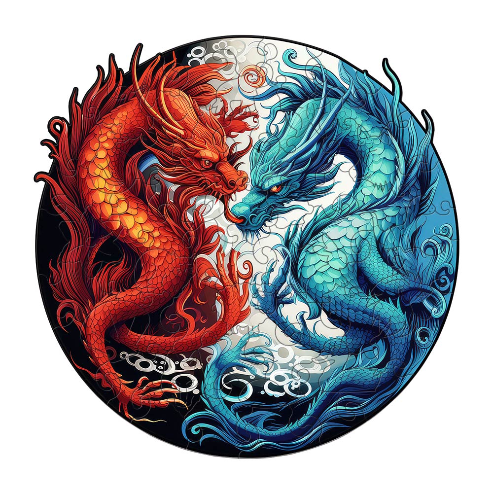 Dragons' Dual Quest - Wooden Jigsaw Puzzle - Wooden Puzzle