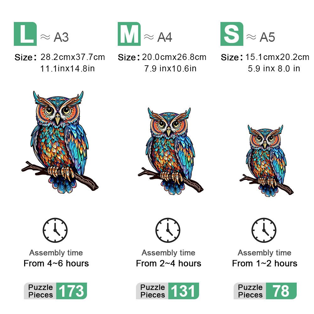 Enchanting Owl Haven - Wooden Jigsaw Puzzle - Wooden Puzzle