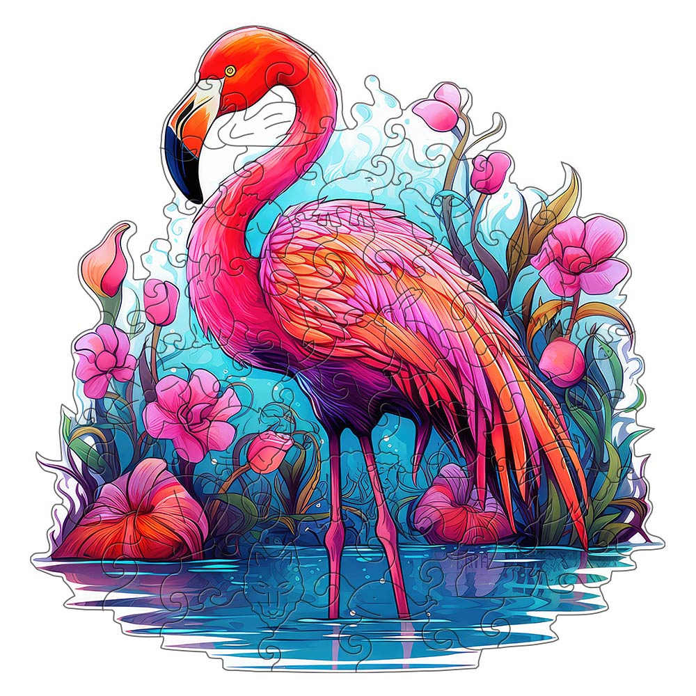 Flamingo Art - Wooden Jigsaw Puzzle - Wooden Puzzle