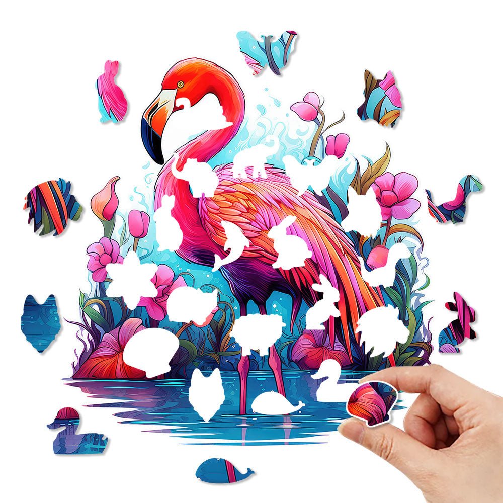 Flamingo Art - Wooden Jigsaw Puzzle - Wooden Puzzle