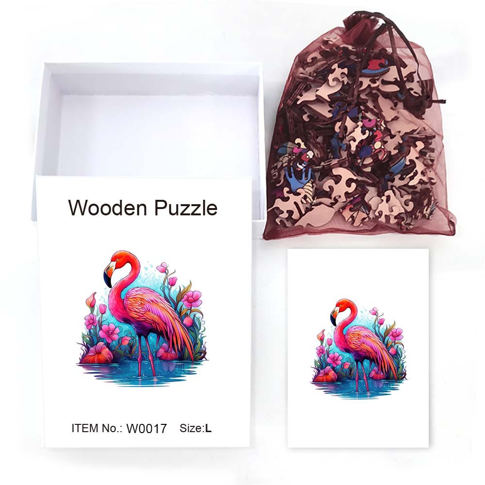 Flamingo Art - Wooden Jigsaw Puzzle - Wooden Puzzle