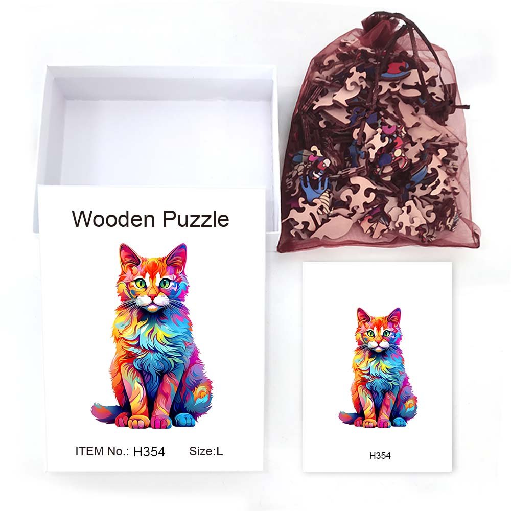 Furry Cat - Wooden Jigsaw Puzzle - Wooden Puzzle