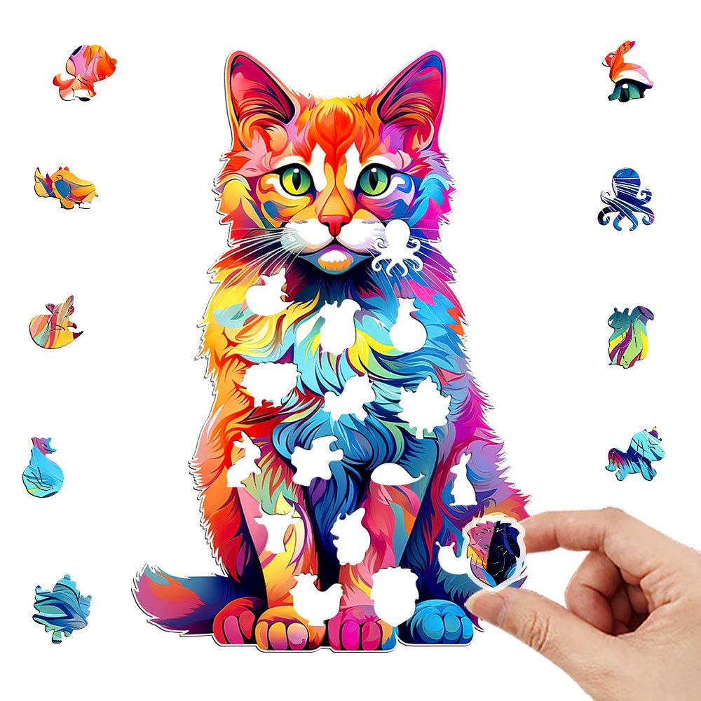 Furry Cat - Wooden Jigsaw Puzzle - Wooden Puzzle