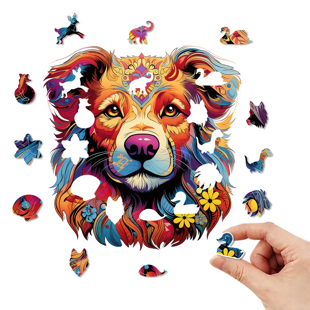 Golden Retriever's Dog Delight - Wooden Jigsaw Puzzle - Wooden Puzzle