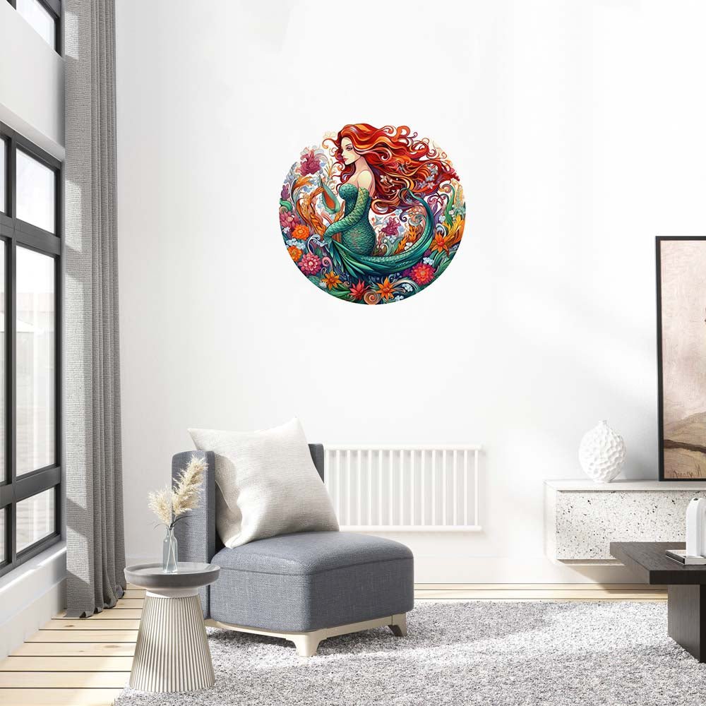 Green Mermaid - Wooden Jigsaw Puzzle - Wooden Puzzle
