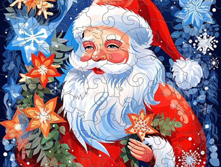 Jolly Saint Nick - Wooden Jigsaw Puzzle - Wooden Puzzle