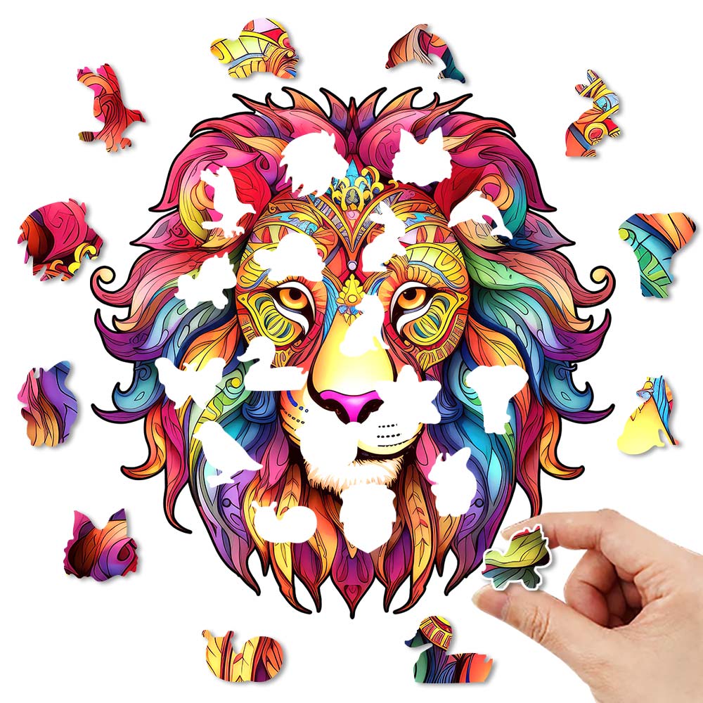Lion's Pride Mosaic - Wooden Jigsaw Puzzle - Wooden Puzzle