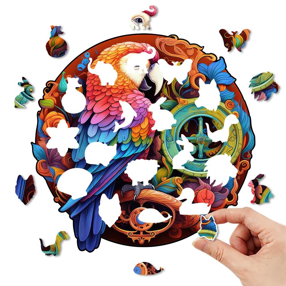 Parrot's Melodic Enigma - Wooden Jigsaw Puzzle - Wooden Puzzle