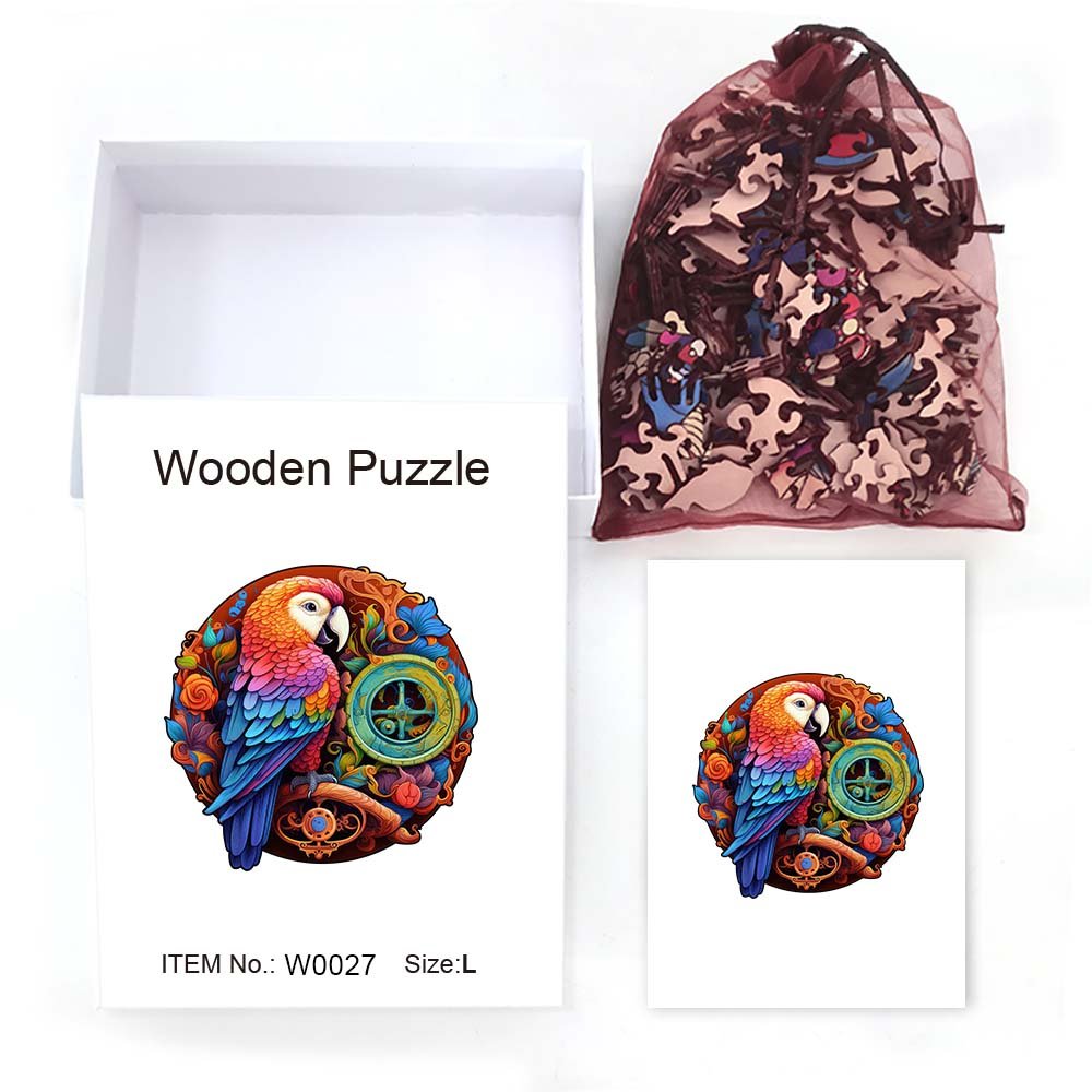 Parrot's Melodic Enigma - Wooden Jigsaw Puzzle - Wooden Puzzle