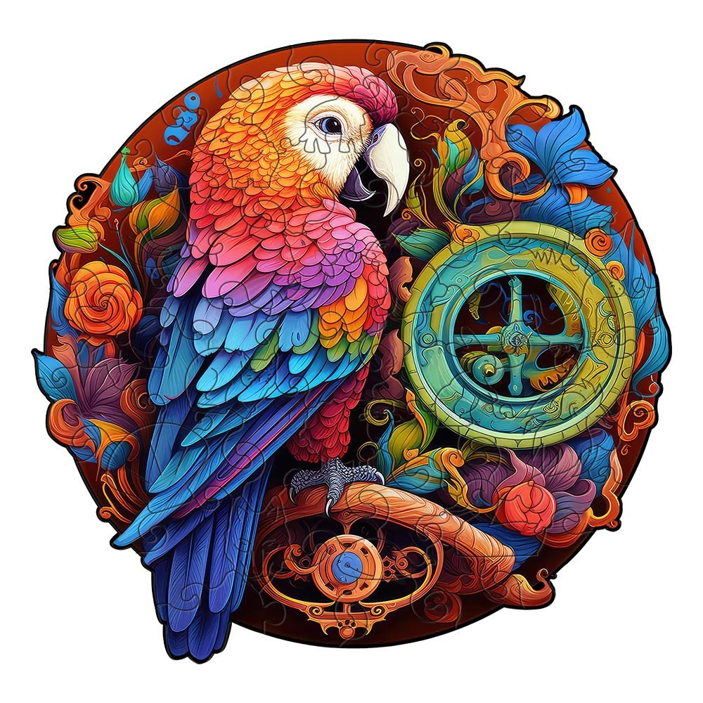 Parrot's Melodic Enigma - Wooden Jigsaw Puzzle - Wooden Puzzle