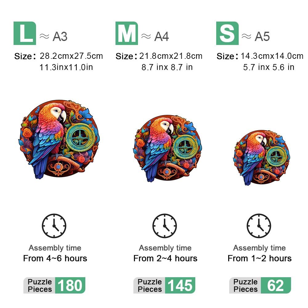 Parrot's Melodic Enigma - Wooden Jigsaw Puzzle - Wooden Puzzle