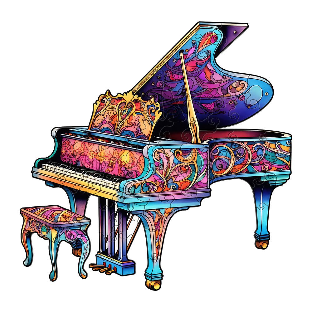 Piano's Melodic Odyssey - Wooden Jigsaw Puzzle - Wooden Puzzle