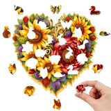 Sunflower Love's Bloom - Wooden Jigsaw Puzzle - Wooden Puzzle