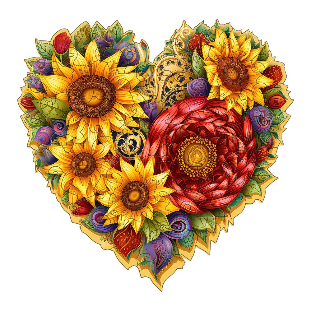 Sunflower Love's Bloom - Wooden Jigsaw Puzzle - Wooden Puzzle