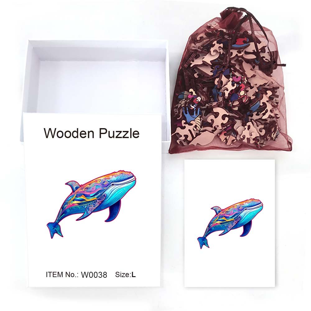 Whale's Graceful Dive - Wooden Jigsaw Puzzle - Wooden Puzzle